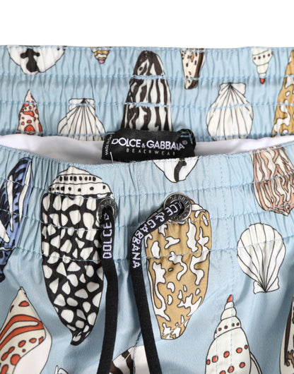 Dolce &amp; Gabbana – Blaue Nylon-Shorts mit Muschelprint für Herren