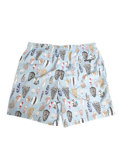 Dolce &amp; Gabbana – Blaue Nylon-Shorts mit Muschelprint für Herren