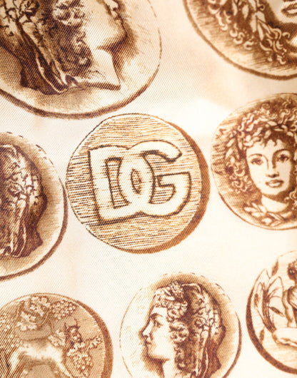 Dolce &amp; Gabbana – Braune Badeshorts aus Seide mit antikem Münzdruck