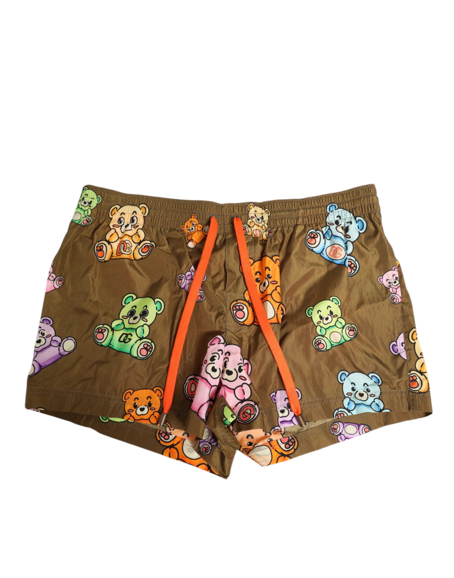 Dolce &amp; Gabbana Braune, mehrfarbige Teddybär-Shorts für Herren