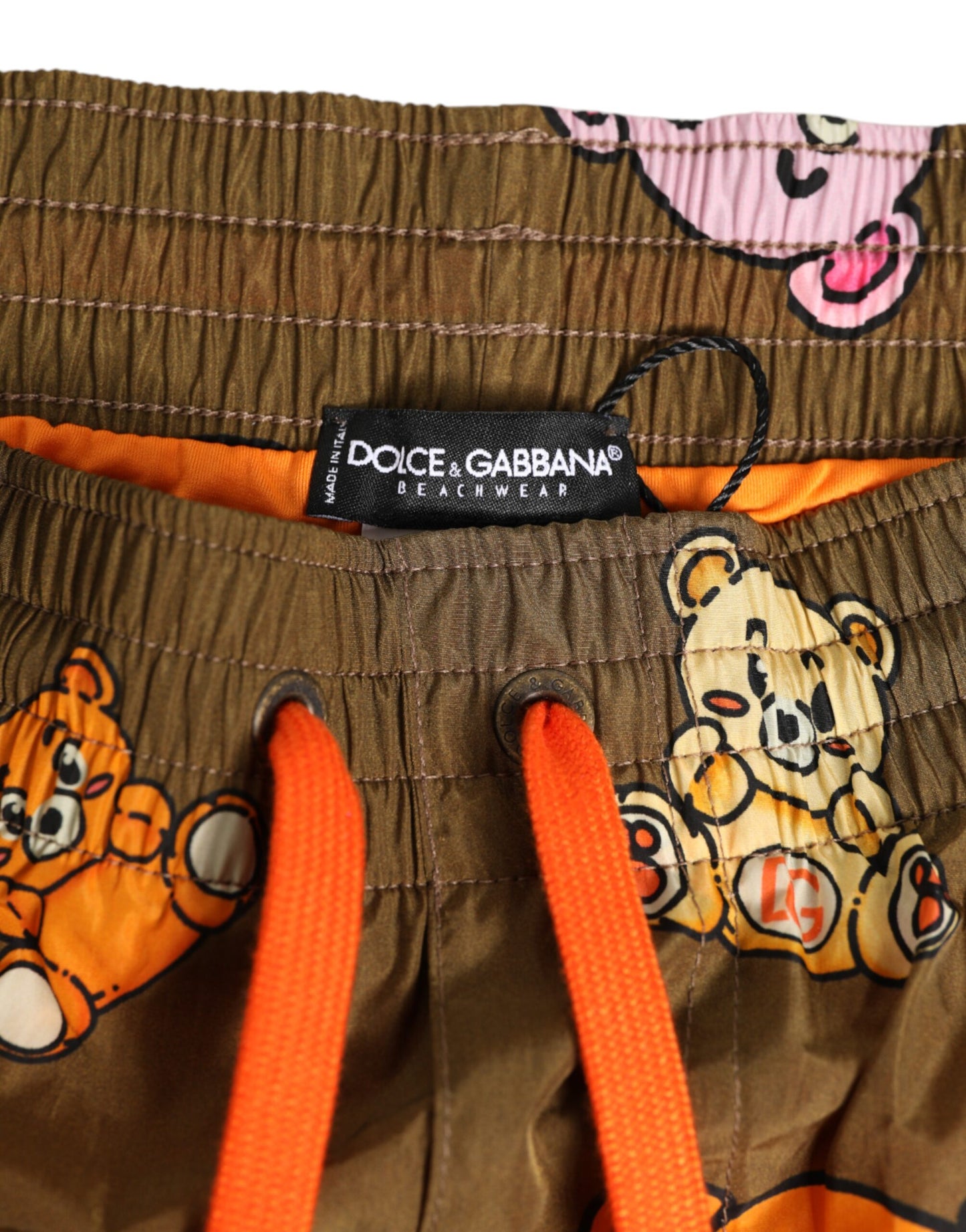 Dolce &amp; Gabbana Braune, mehrfarbige Teddybär-Shorts für Herren