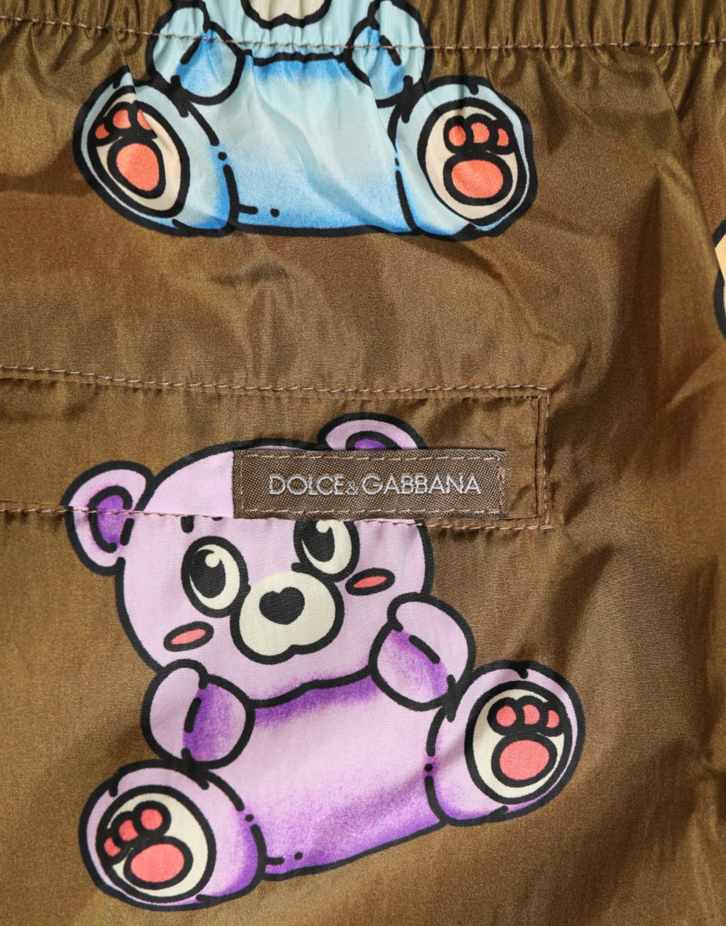 Dolce &amp; Gabbana Braune, mehrfarbige Teddybär-Shorts für Herren