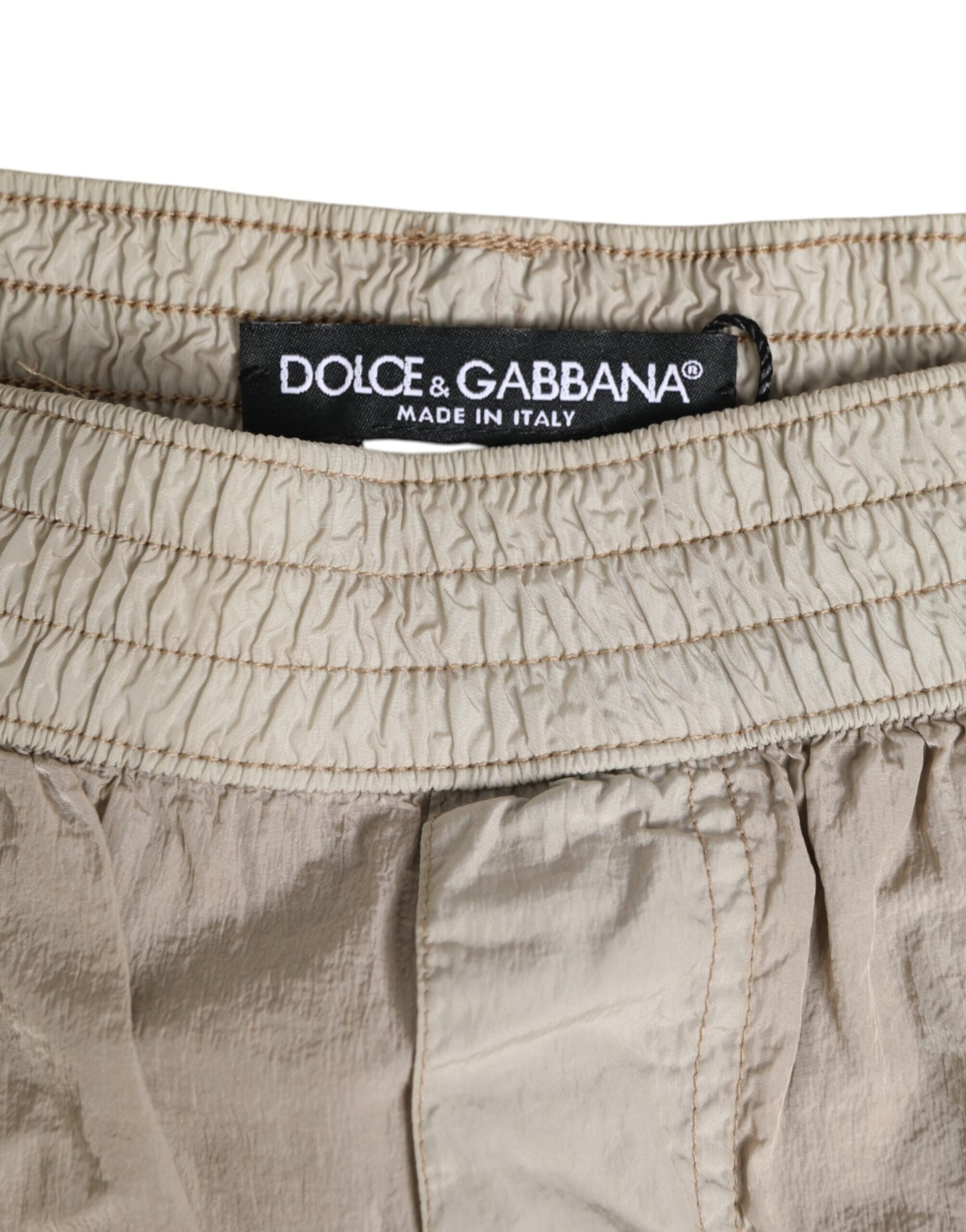 Dolce &amp; Gabbana Beige Nylon Beachwear Herren Boxershorts Bademode