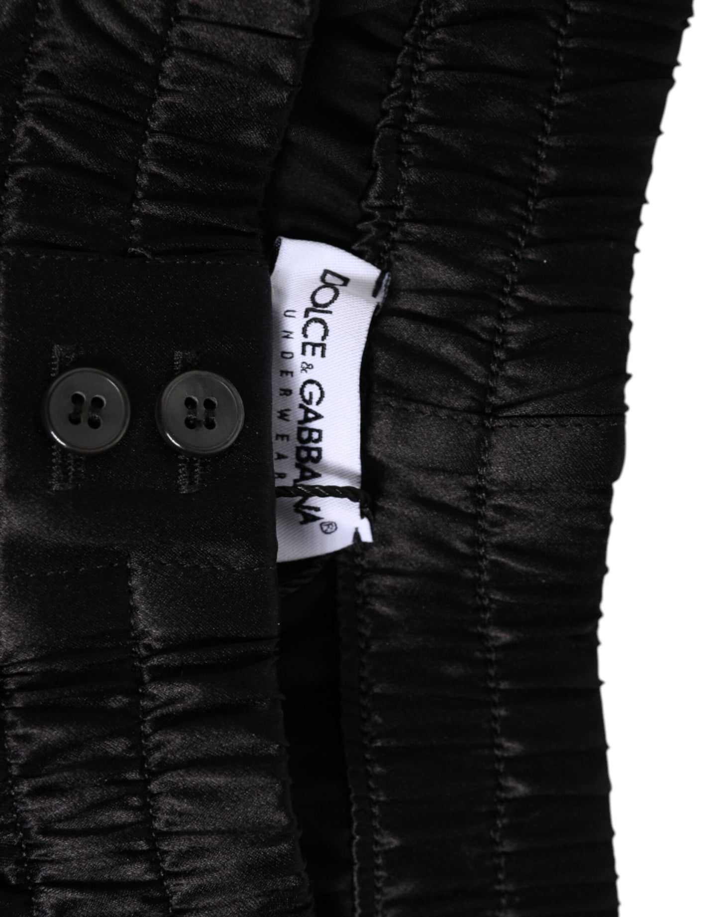 شورت سباحة رجالي قصير من دولتشي آند غابانا، مصنوع من الحرير الأسود والساتان المرن