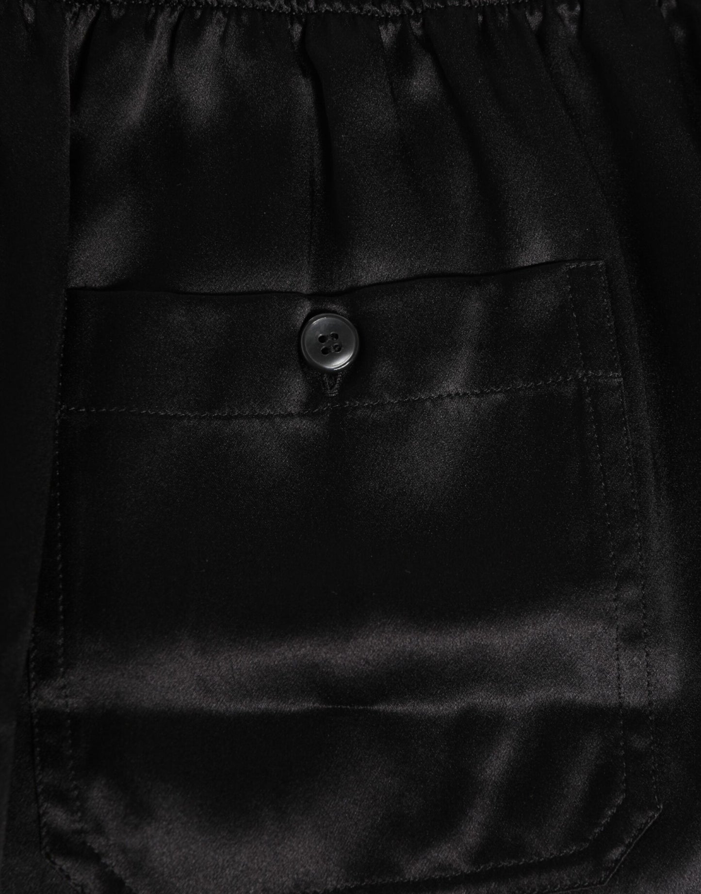 شورت سباحة رجالي قصير من دولتشي آند غابانا، مصنوع من الحرير الأسود والساتان المرن