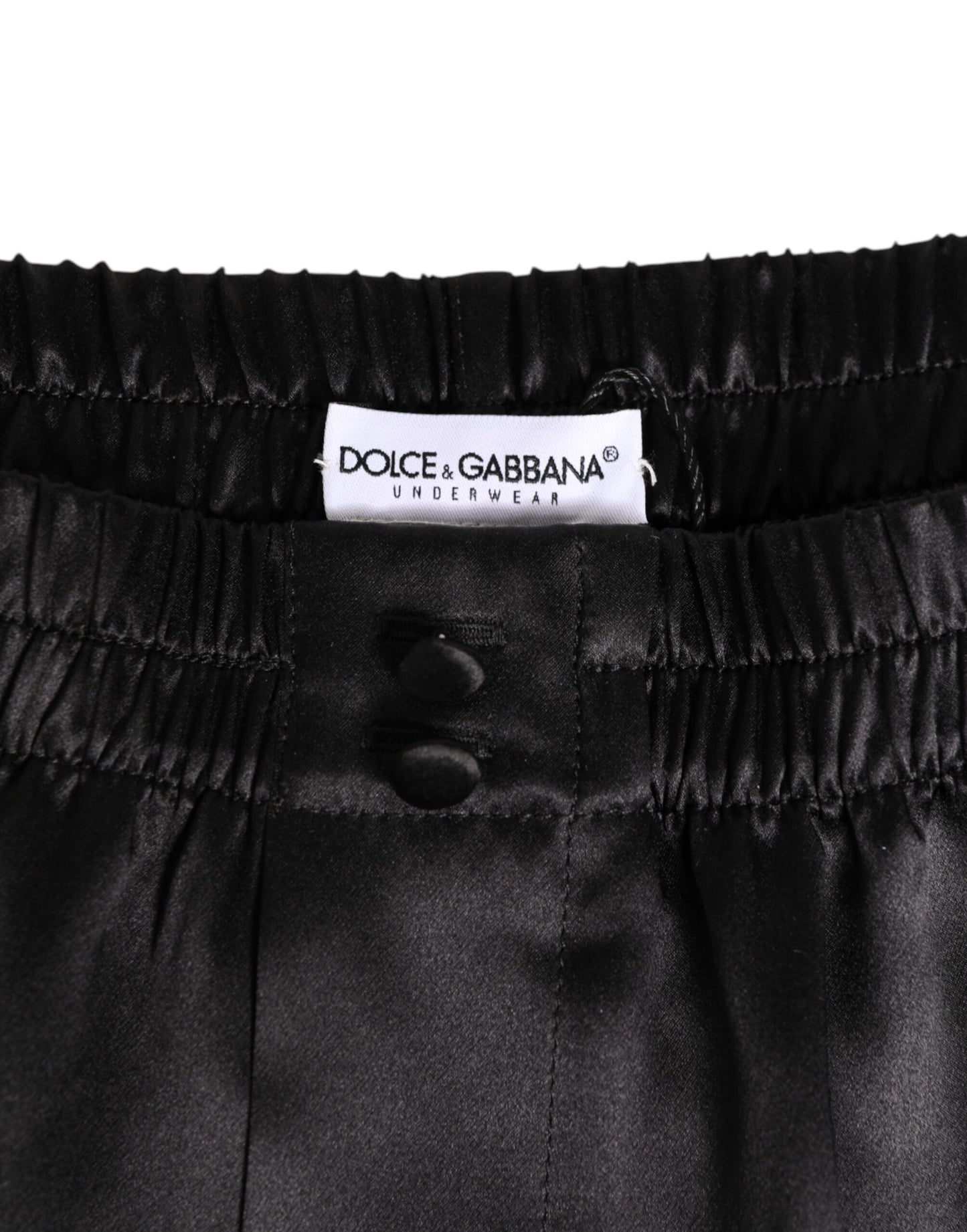 Dolce &amp; Gabbana Schwarze elastische Herren-Boxershorts aus Seidensatin