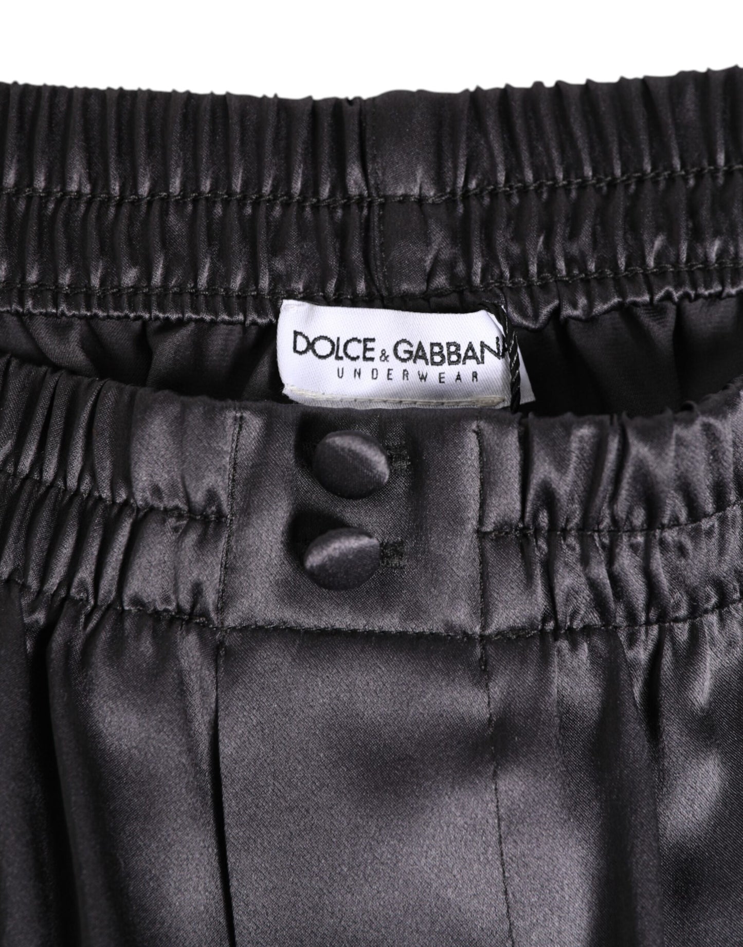 Dolce &amp; Gabbana Schwarze elastische Herren-Boxershorts aus Satin und Seide