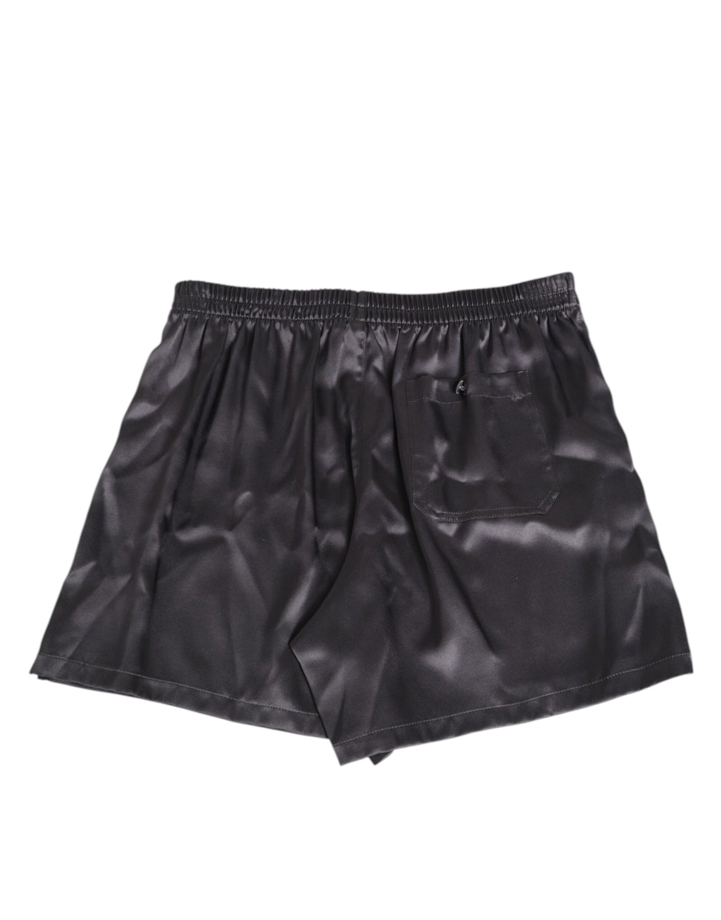 Dolce &amp; Gabbana Schwarze elastische Herren-Boxershorts aus Satin und Seide