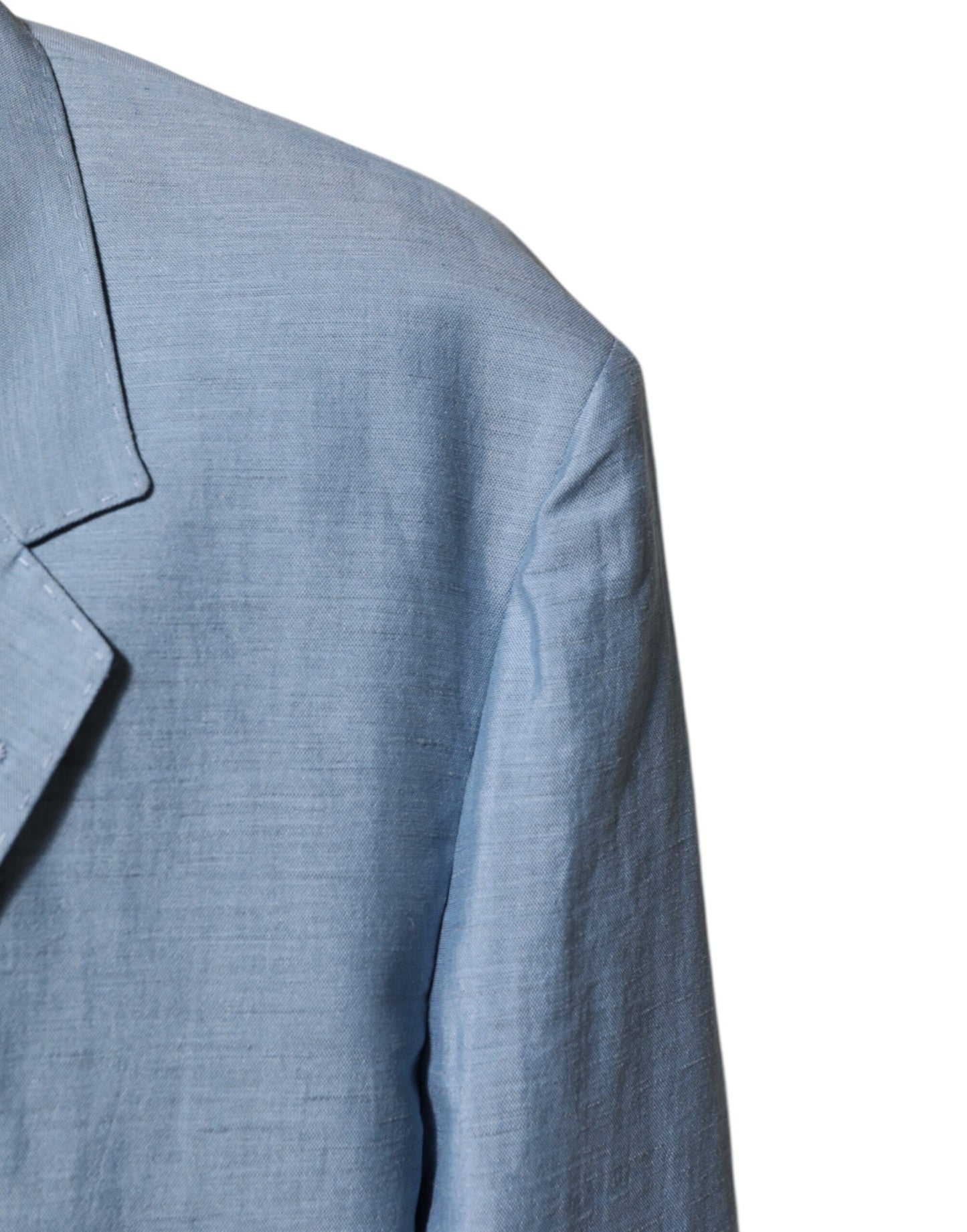 Dolce &amp; Gabbana Hellblauer Leinen-Zweireiher-Blazer für Herren