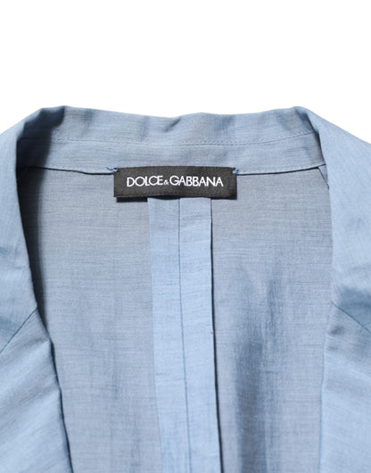 Dolce &amp; Gabbana Hellblauer Leinen-Zweireiher-Blazer für Herren