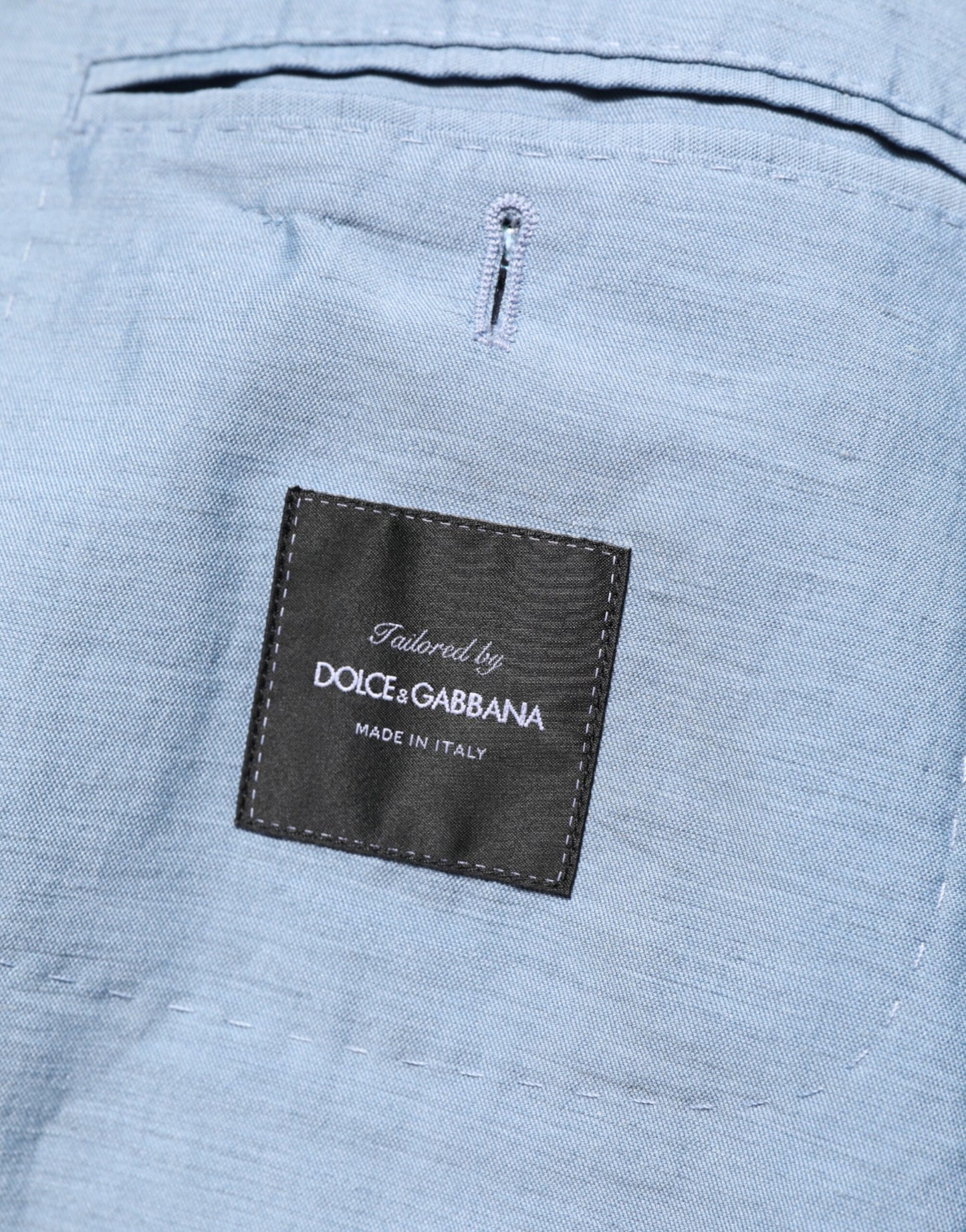 Dolce &amp; Gabbana Hellblauer Leinen-Zweireiher-Blazer für Herren