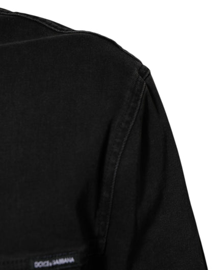 Dolce &amp; Gabbana – Schwarze Jeansjacke aus Baumwoll-Stretch mit Knöpfen