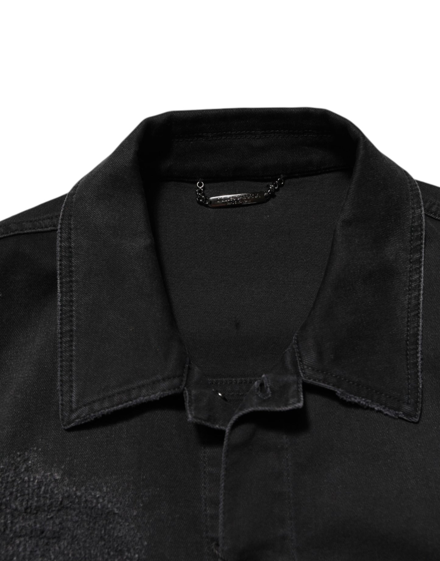Dolce &amp; Gabbana – Schwarze Jeansjacke aus Baumwoll-Stretch mit Knöpfen
