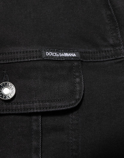 Dolce &amp; Gabbana – Schwarze Jeansjacke aus Baumwoll-Stretch mit Knöpfen