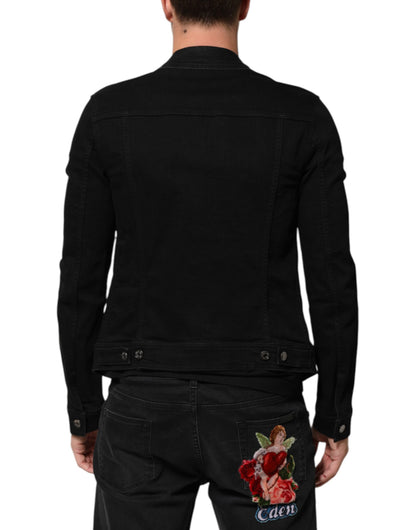 Dolce &amp; Gabbana – Schwarze Jeansjacke aus Baumwoll-Stretch mit Knöpfen