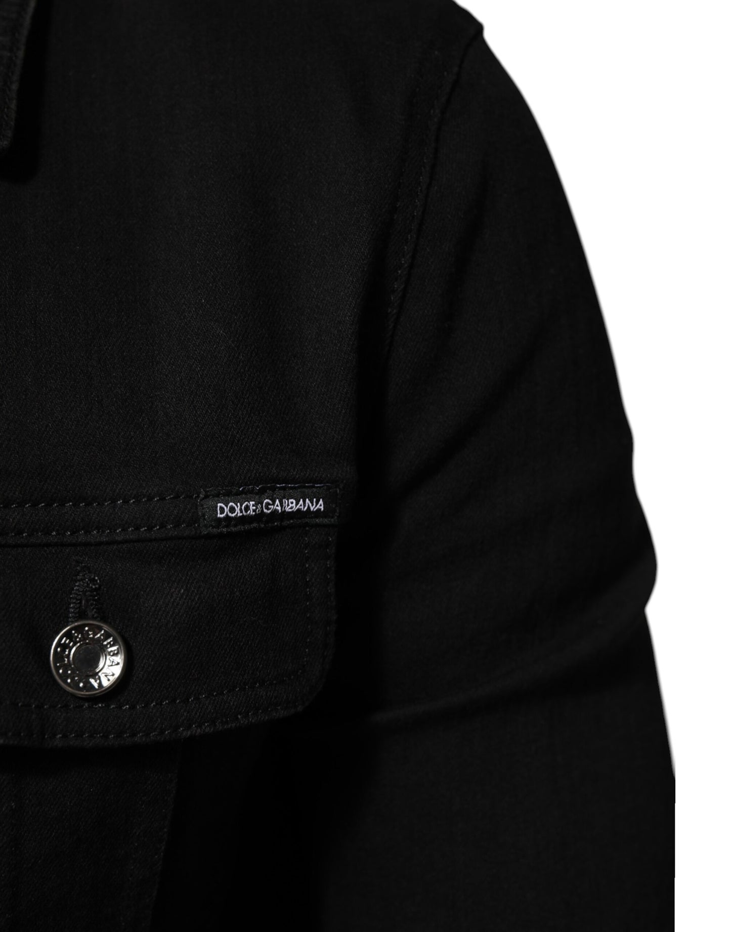 Dolce &amp; Gabbana – Schwarze Jeansjacke aus Baumwoll-Stretch mit Knöpfen