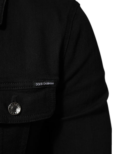 Dolce &amp; Gabbana – Schwarze Jeansjacke aus Baumwoll-Stretch mit Knöpfen