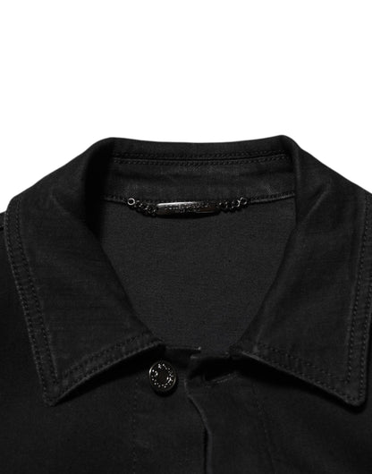 Dolce &amp; Gabbana – Schwarze Jeansjacke aus Baumwoll-Stretch mit Knöpfen