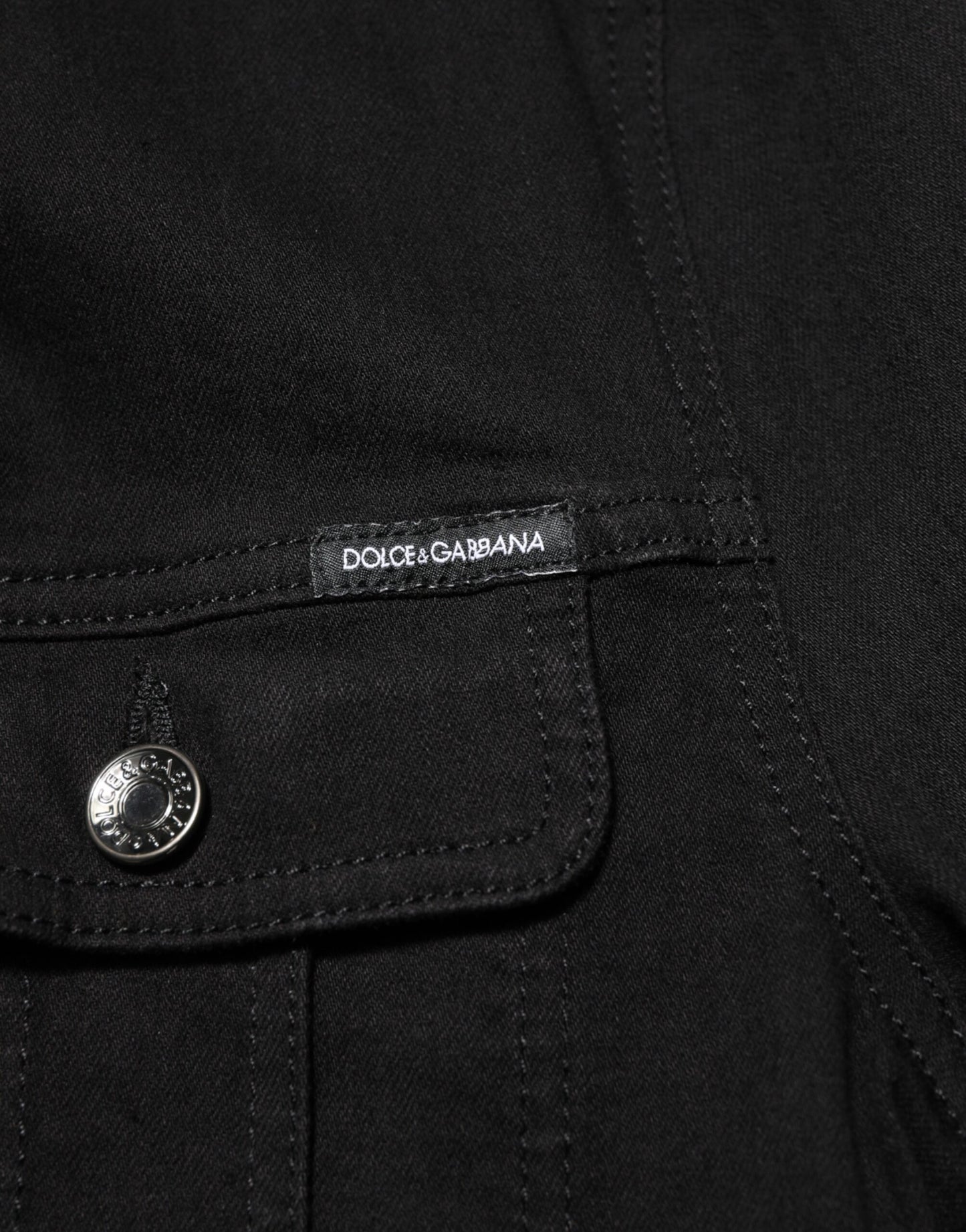 Dolce &amp; Gabbana – Schwarze Jeansjacke aus Baumwoll-Stretch mit Knöpfen