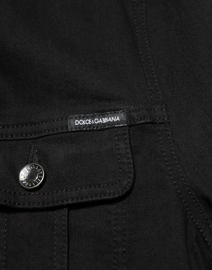 Dolce &amp; Gabbana – Schwarze Jeansjacke aus Baumwoll-Stretch mit Knöpfen