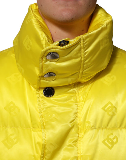 Dolce &amp; Gabbana – Puffer-Bomberjacke aus gelbem Nylon mit Logo für Herren