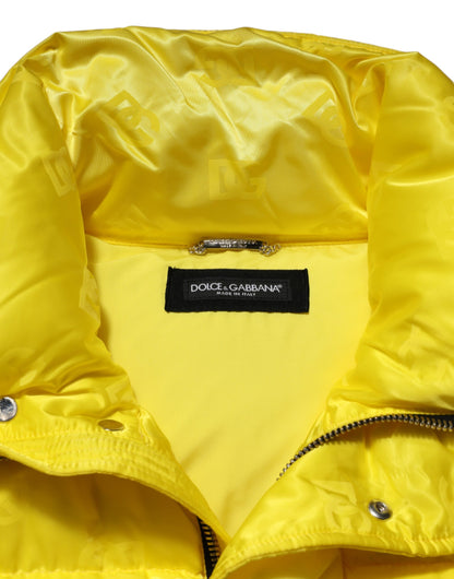 Dolce &amp; Gabbana – Puffer-Bomberjacke aus gelbem Nylon mit Logo für Herren