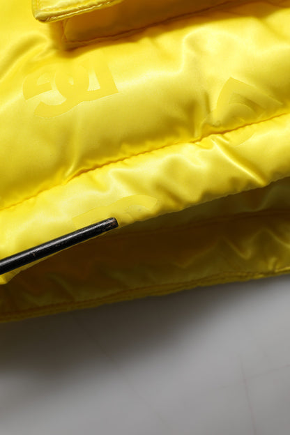 Dolce &amp; Gabbana – Puffer-Bomberjacke aus gelbem Nylon mit Logo für Herren