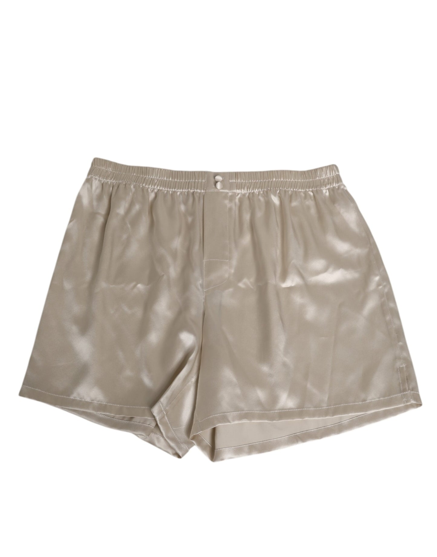 Dolce &amp; Gabbana Beige Seidensatin Elastische Herren Boxershorts Bademode