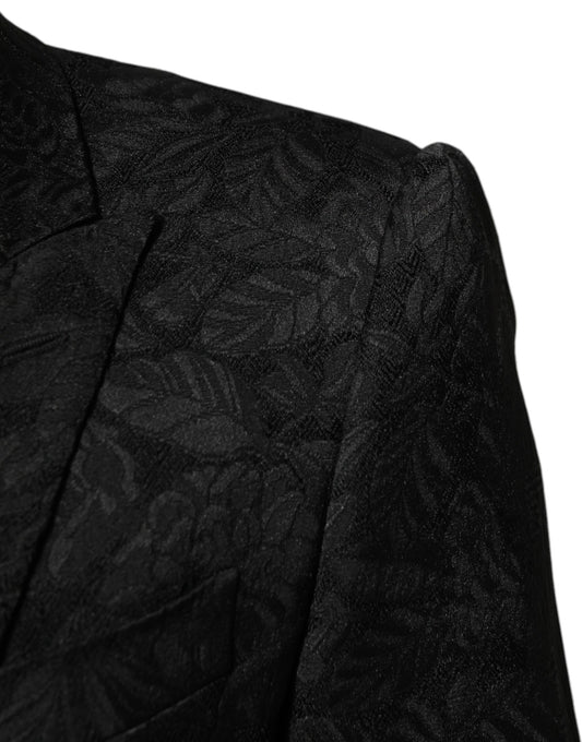 Dolce &amp; Gabbana Schwarzer 3-teiliger Brokat-Jacquard-Anzug MARTINI