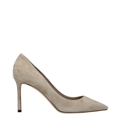 Jimmy Choo Graue Pumps aus Leder mit hohem Absatz