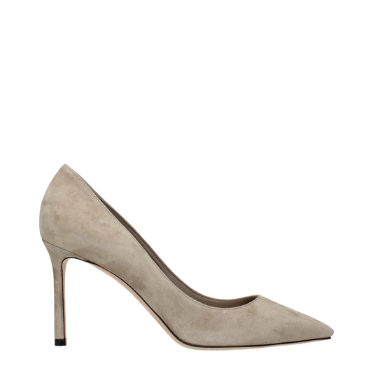 Jimmy Choo Graue Pumps aus Leder mit hohem Absatz