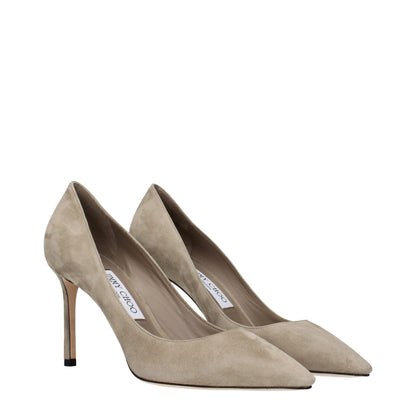 Jimmy Choo Graue Pumps aus Leder mit hohem Absatz