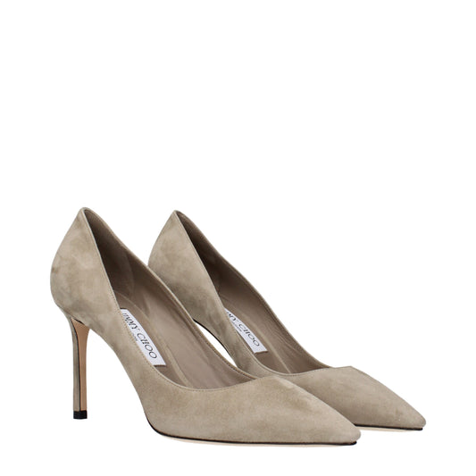 Jimmy Choo Graue Pumps aus Leder mit hohem Absatz