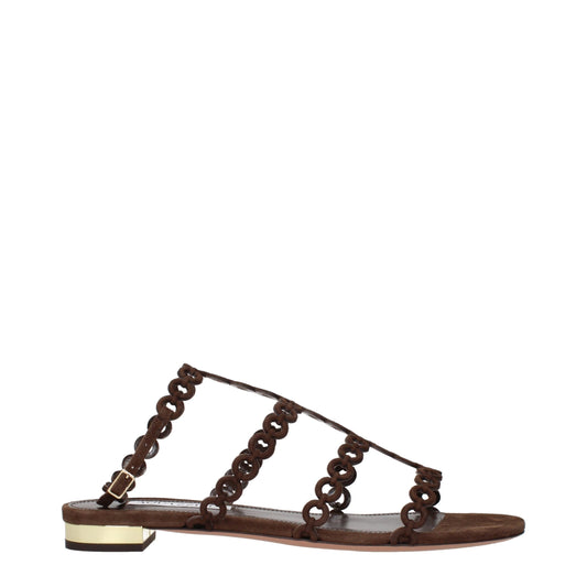 Aquazzura Flache Sandalen aus braunem Leder