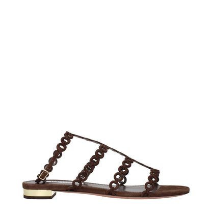 Aquazzura Flache Sandalen aus braunem Leder
