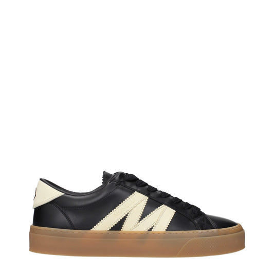 Moncler Schwarze Leder Niedrige Schuhe