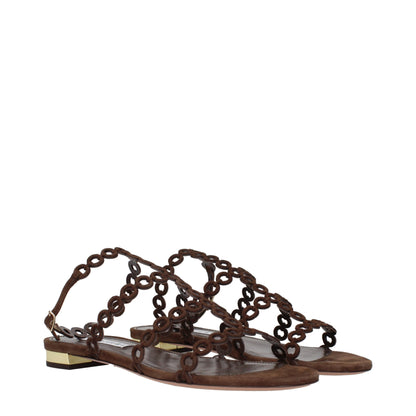 Aquazzura Flache Sandalen aus braunem Leder