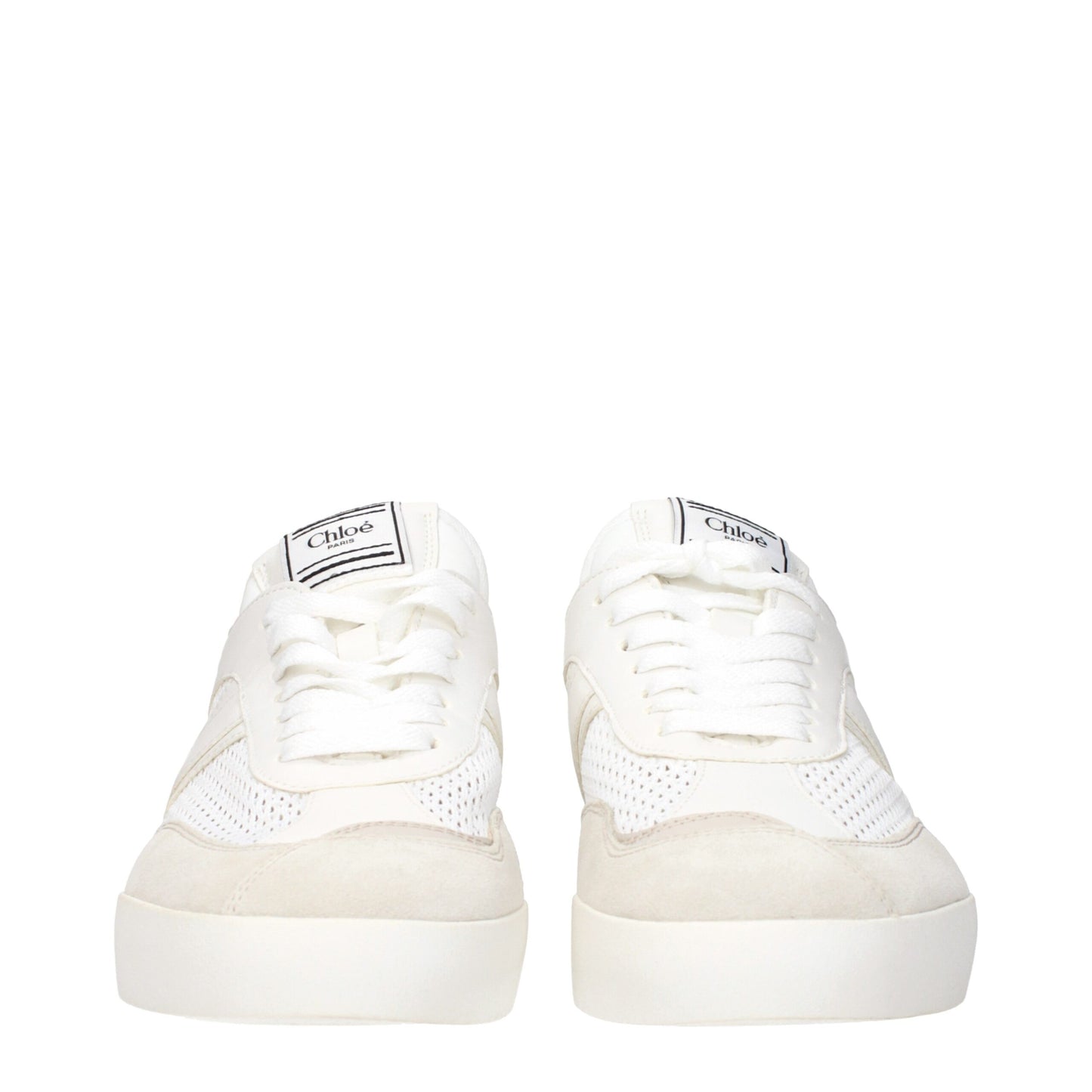Chloé – Niedrige Sneakers aus weißem Stoff