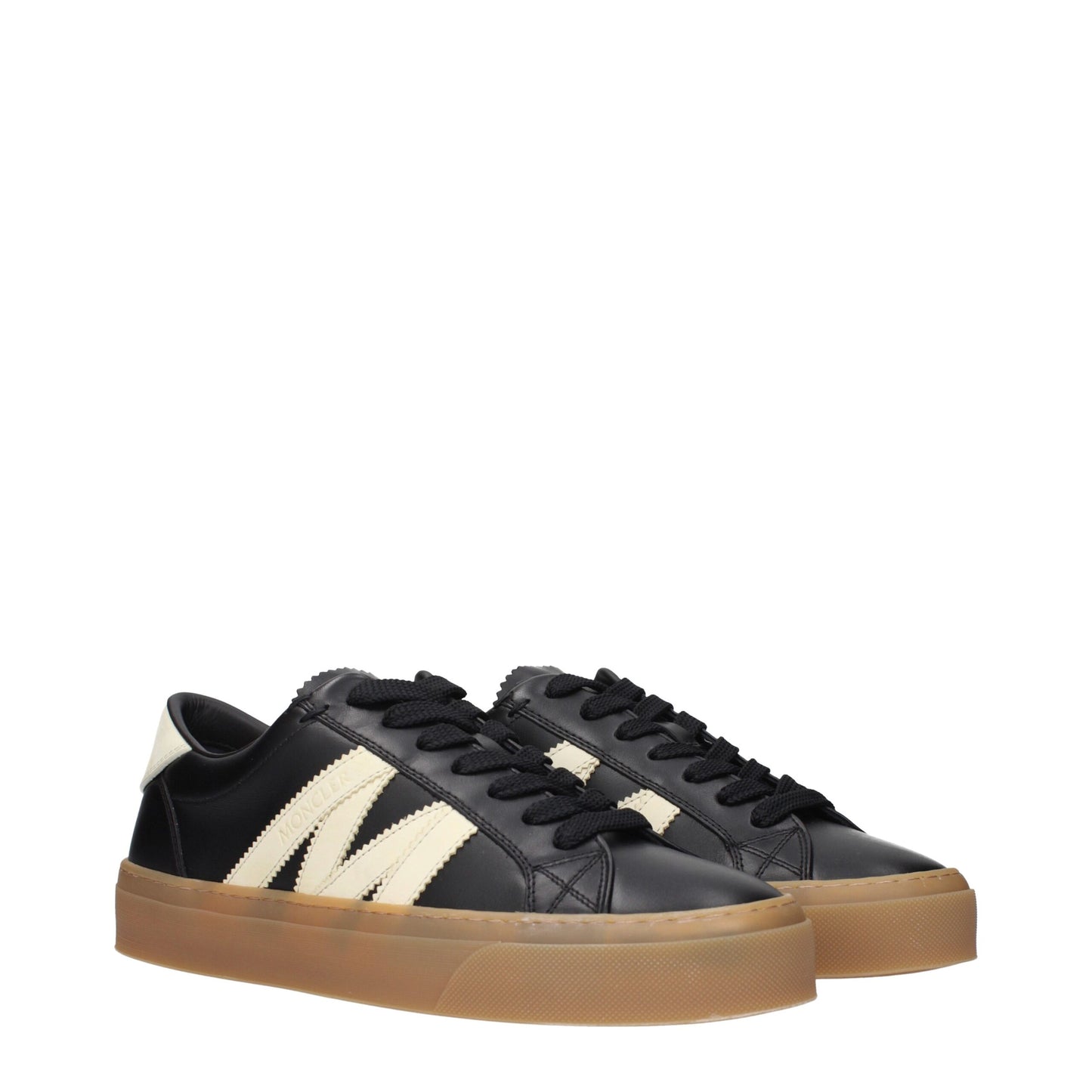 Moncler Schwarze Leder Niedrige Schuhe