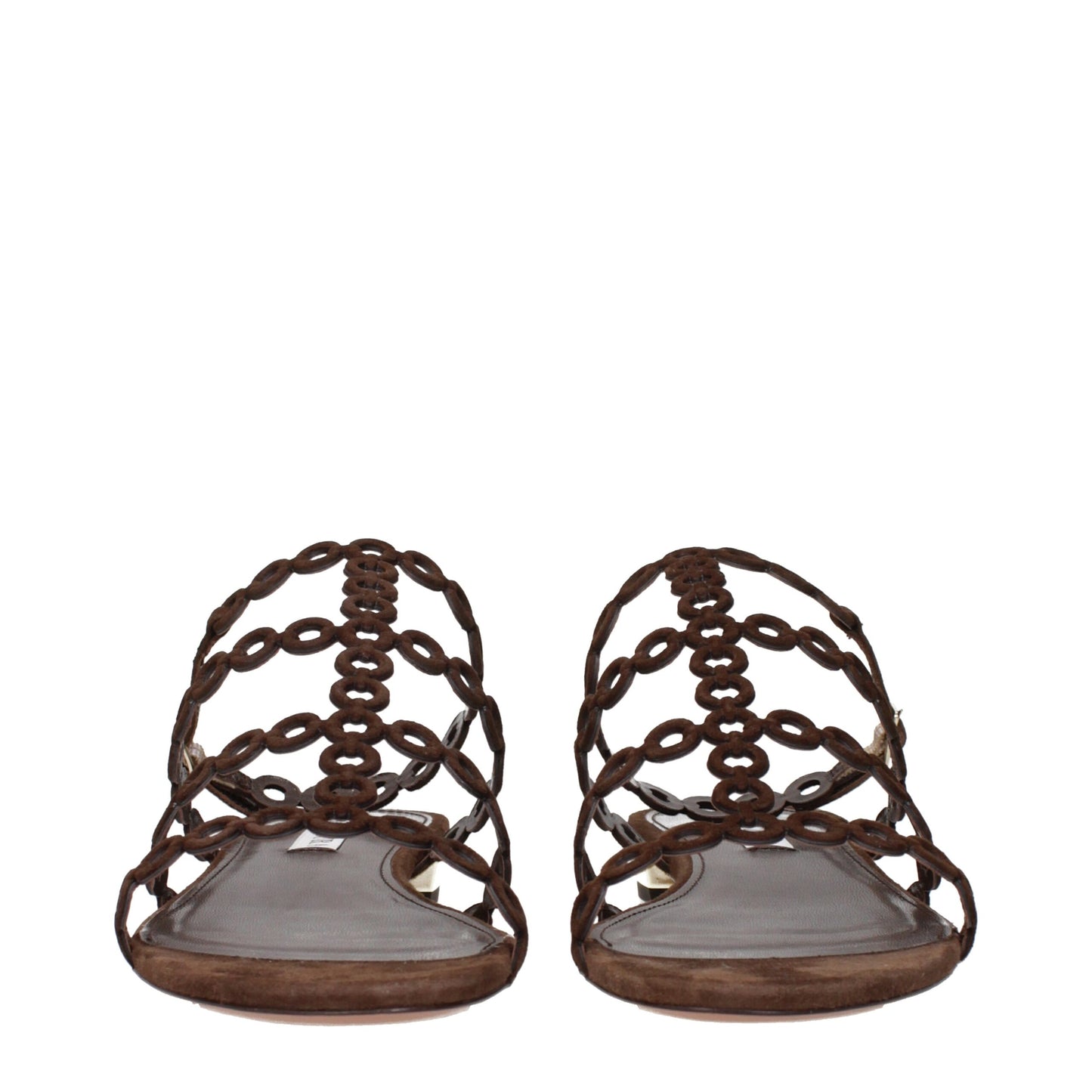 Aquazzura Flache Sandalen aus braunem Leder