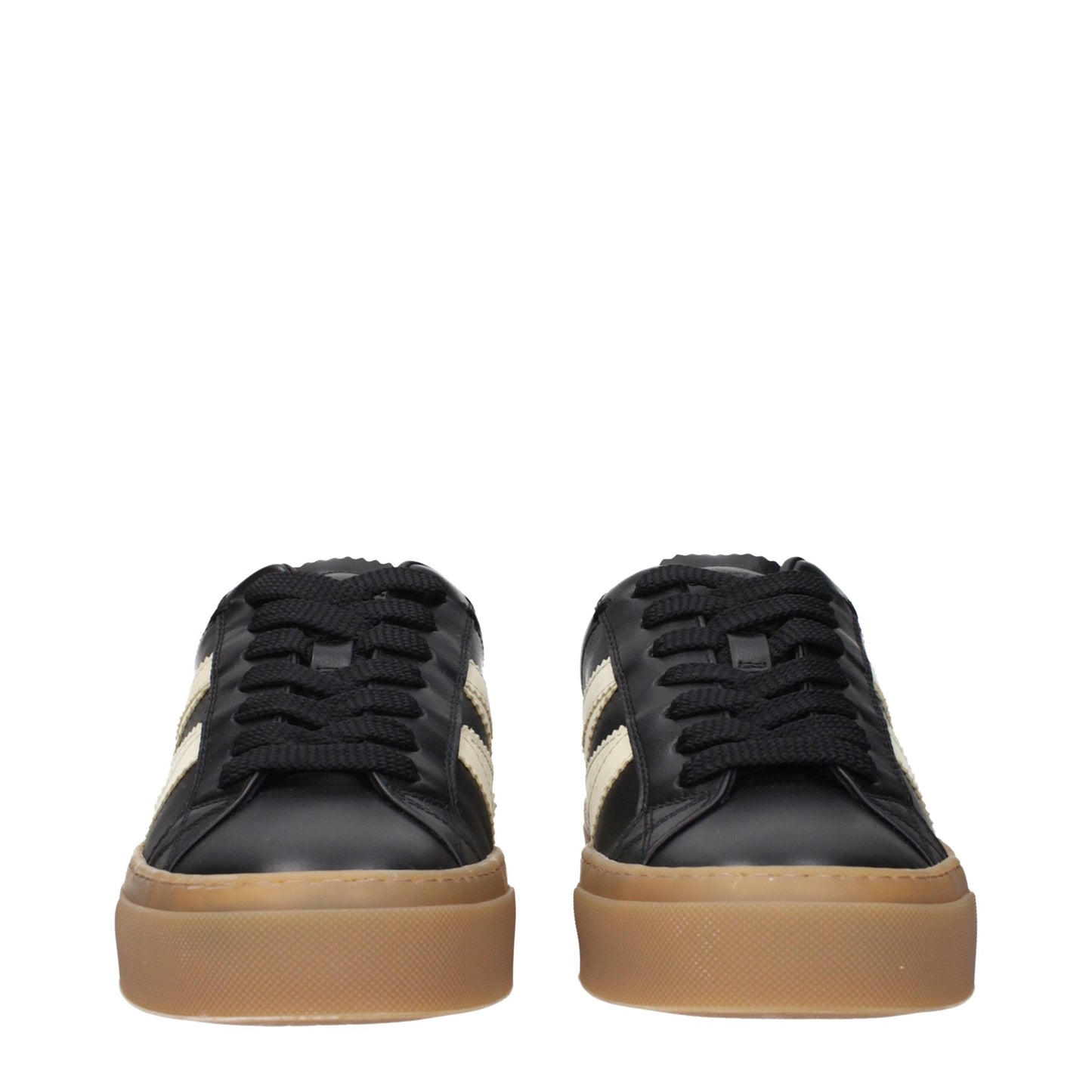 Moncler Schwarze Leder Niedrige Schuhe