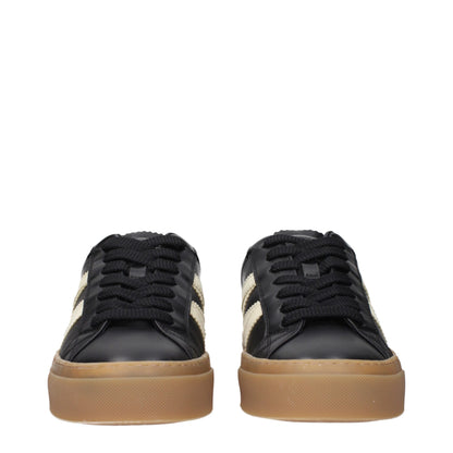 Moncler Schwarze Leder Niedrige Schuhe