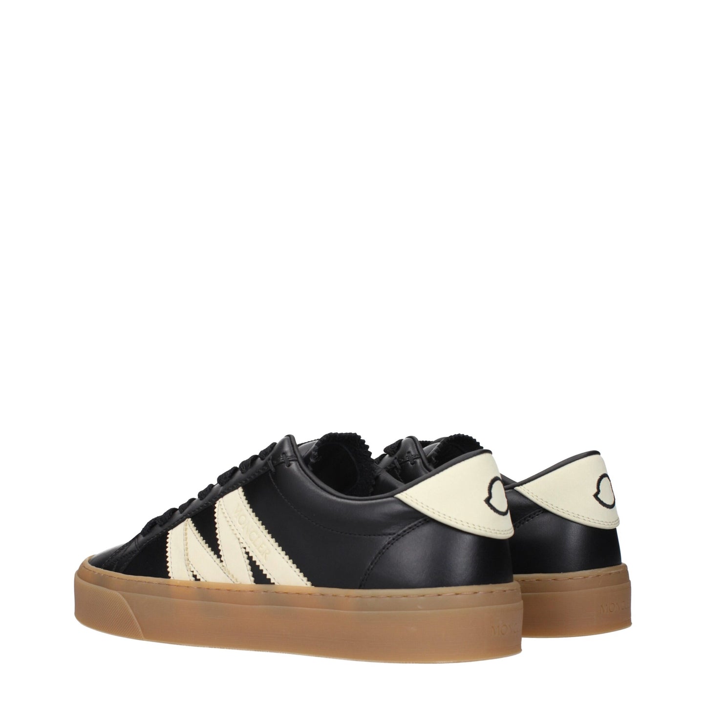 Moncler Schwarze Leder Niedrige Schuhe