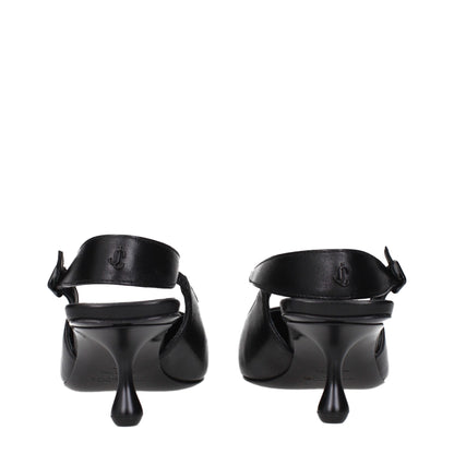 Jimmy Choo Flache Sandalen aus schwarzem Leder