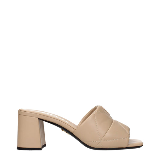 Prada Beige Leder-Slipper-Sandalen