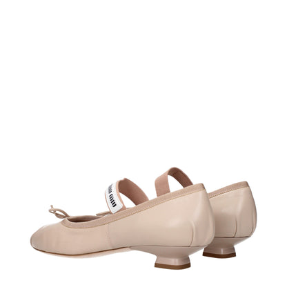 Miu Miu – Rosafarbene Ballerinas aus Leder
