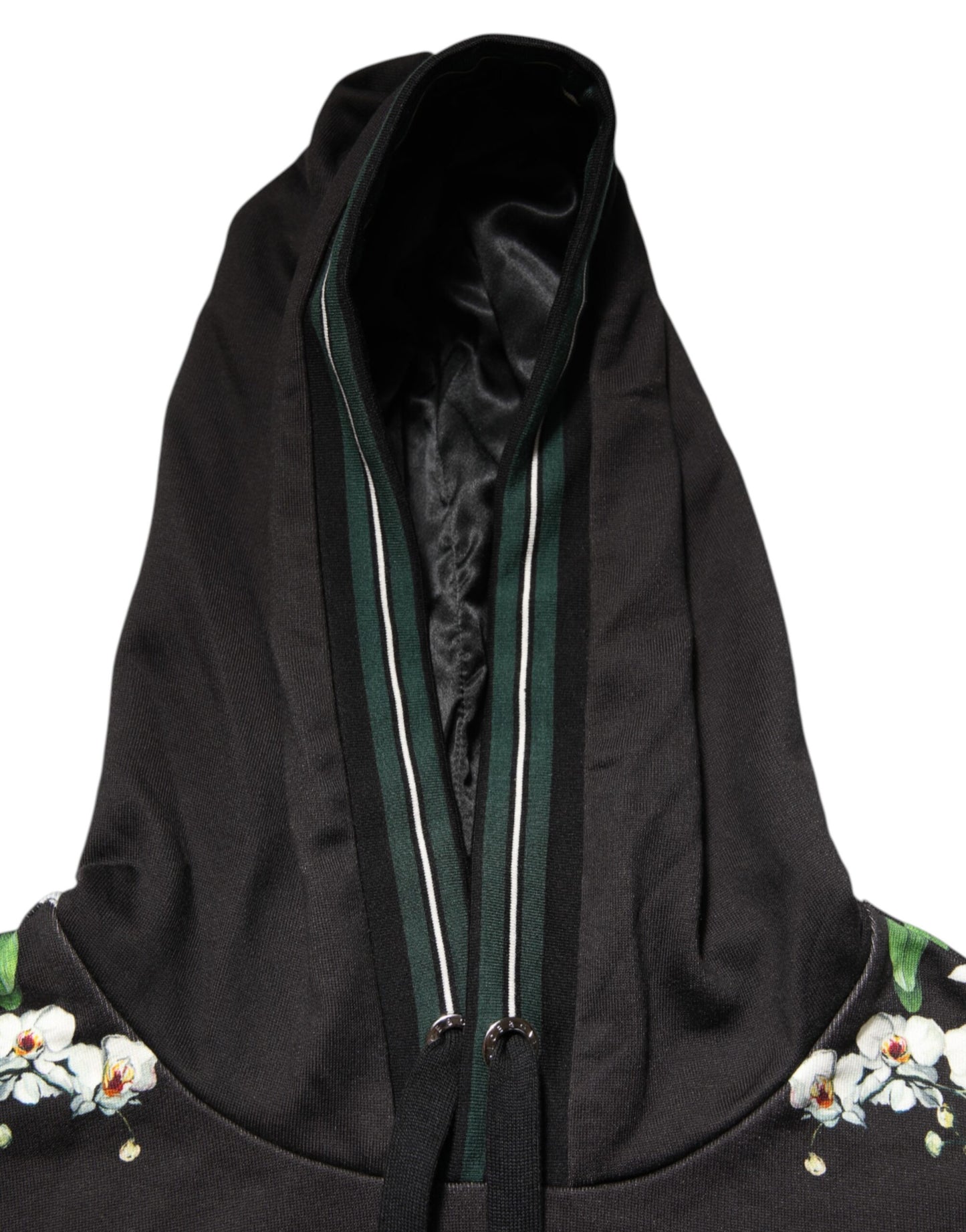 Dolce &amp; Gabbana – KING – Kapuzenpullover mit Blumenkrone und Logo in Schwarz mit Orchideenmuster