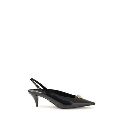 Versace – Schwarze Pumps aus Leder mit mittlerem Absatz