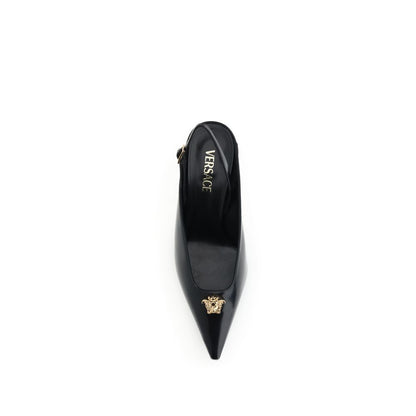 Versace – Schwarze Pumps aus Leder mit mittlerem Absatz