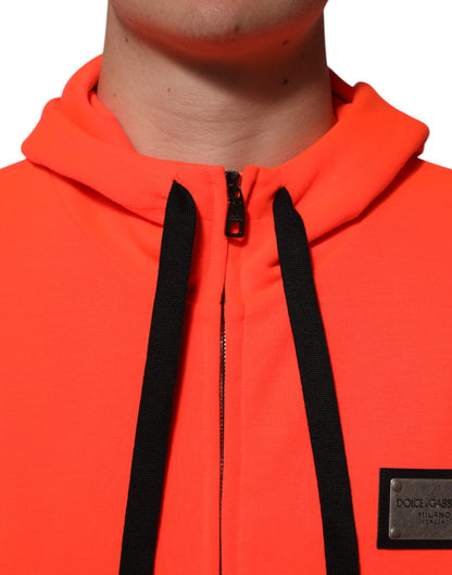 Dolce &amp; Gabbana – Kapuzenpullover mit Logo-Patch aus fluoreszierendem Polyester in Rot